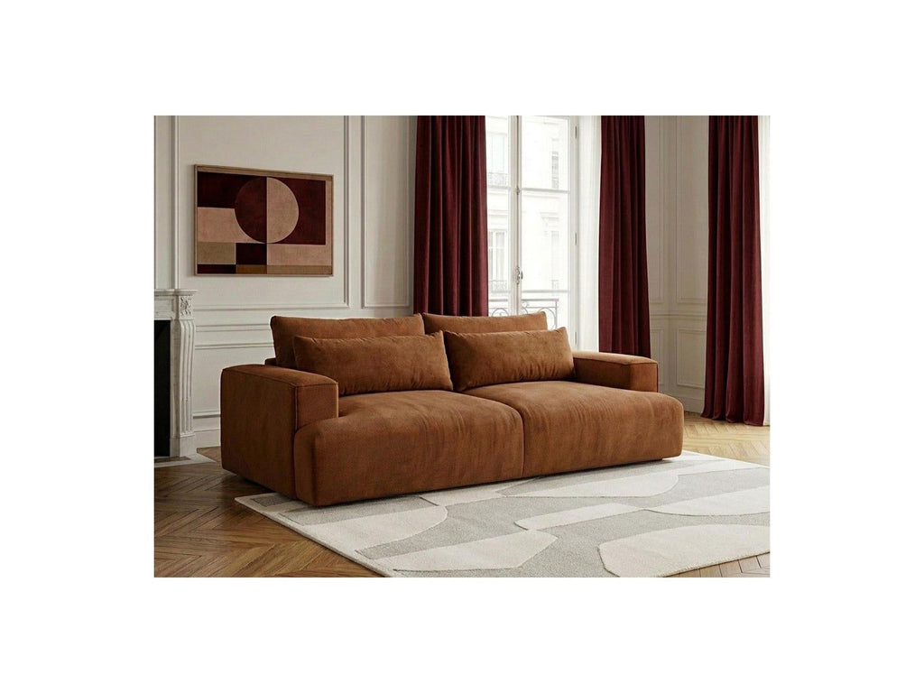 Twiny - Canapé Droit Fixe 3 Places Assise Profonde - Tissu Lisse