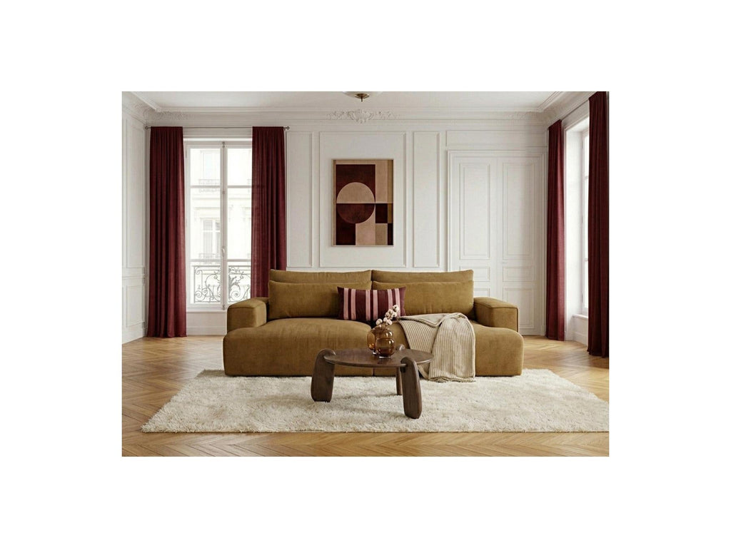Twiny - Canapé Droit Fixe 3 Places Assise Profonde - Tissu Lisse