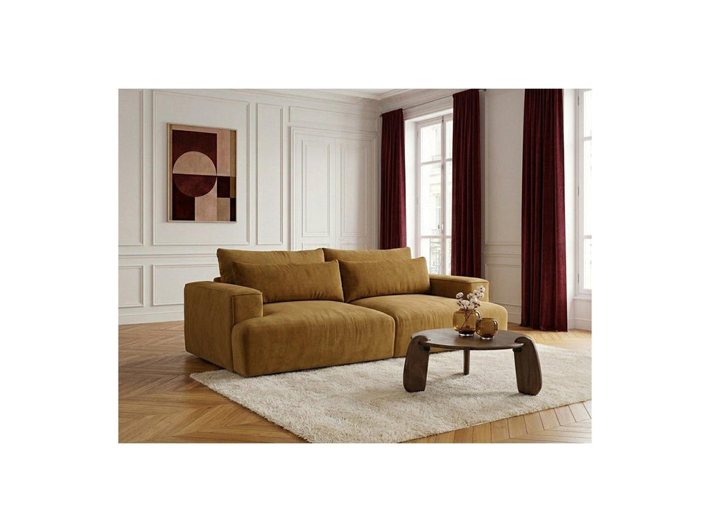 Twiny - Canapé Droit Fixe 3 Places Assise Profonde - Tissu Lisse