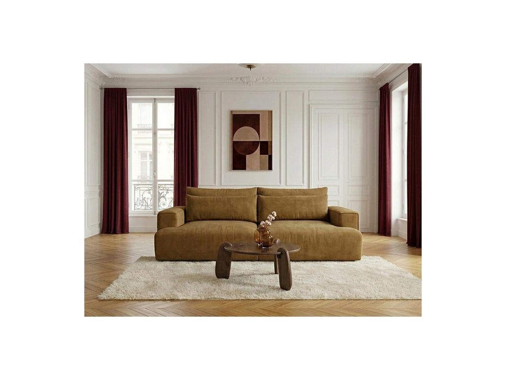 Twiny - Canapé Droit Fixe 3 Places Assise Profonde - Tissu Lisse