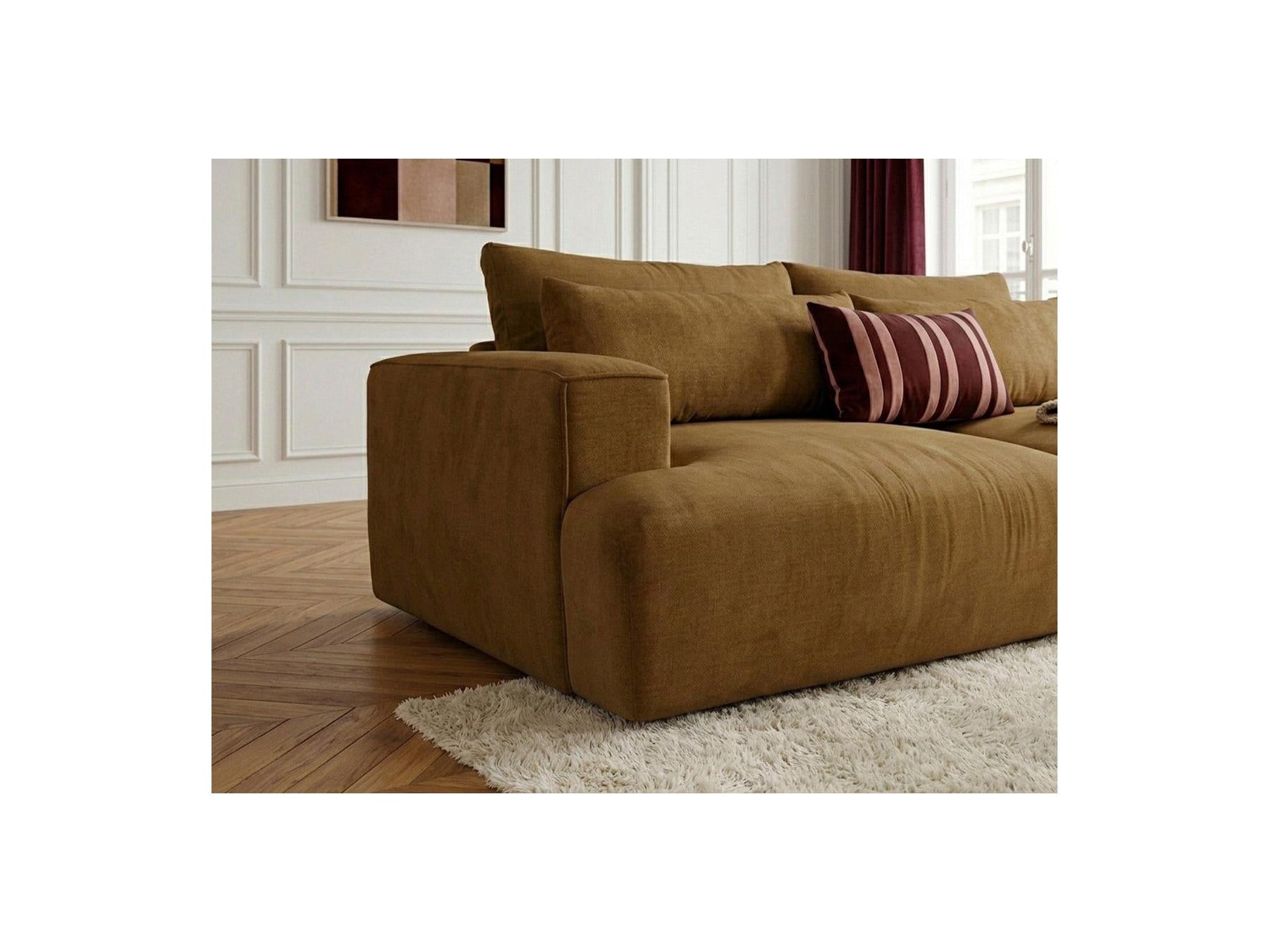 Twiny - Canapé Droit Fixe 3 Places Assise Profonde - Tissu Lisse