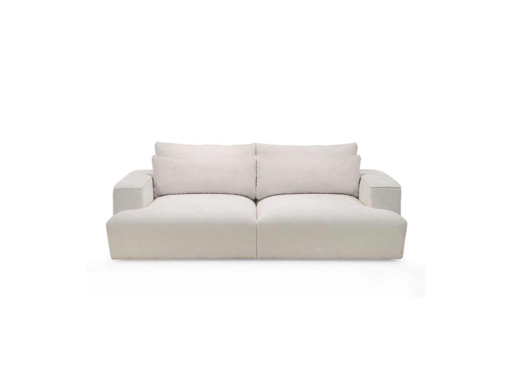 Twiny - Canapé Droit Fixe 3 Places Assise Profonde - Tissu Lisse