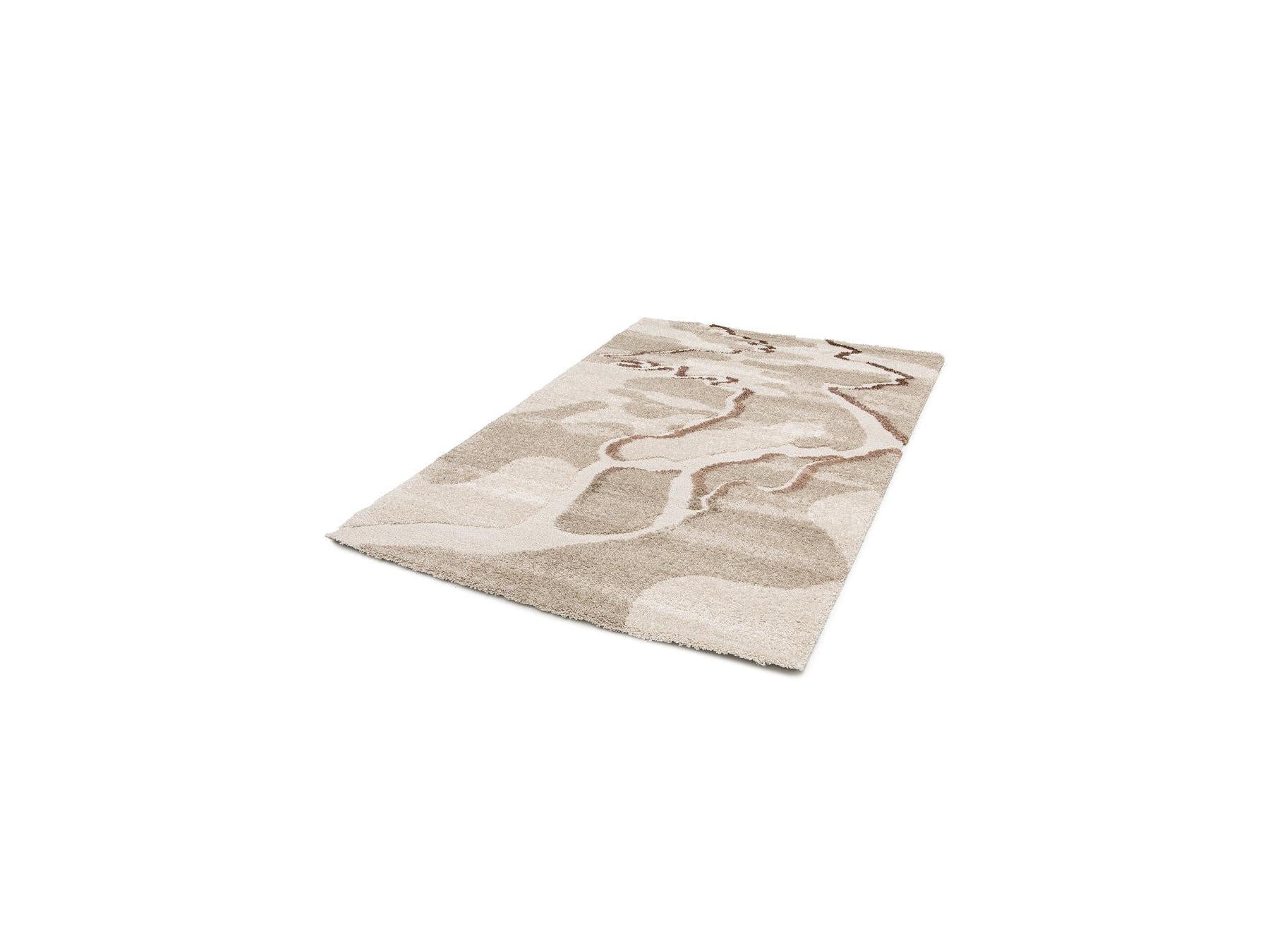 Elvia - Tapis Poils Longs - Motif Abstrait - Beige