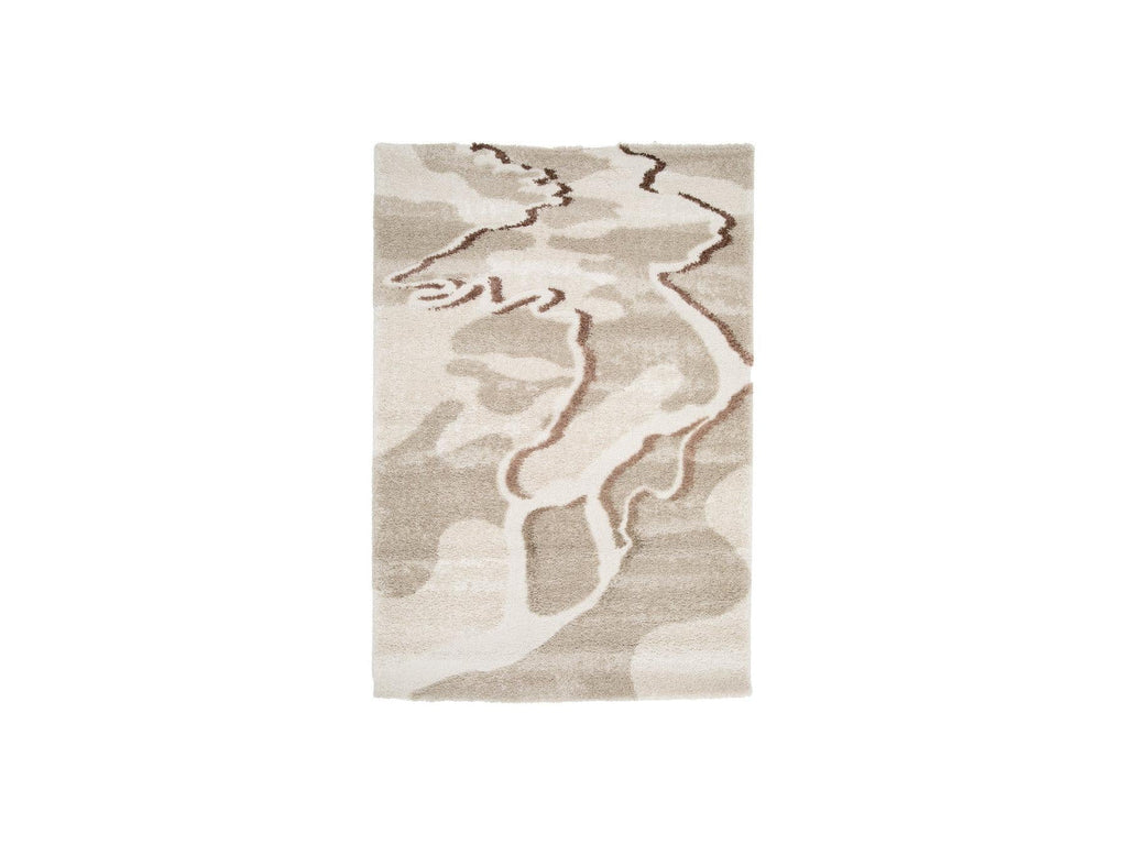 Elvia - Tapis Poils Longs - Motif Abstrait - Beige
