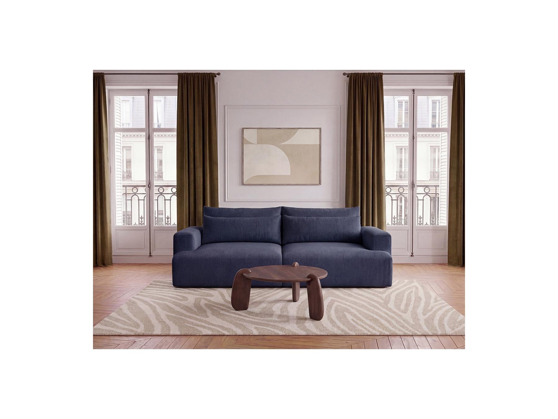 Twiny - Canapé Droit Fixe 3 Places Assise Profonde - Tissu Lisse