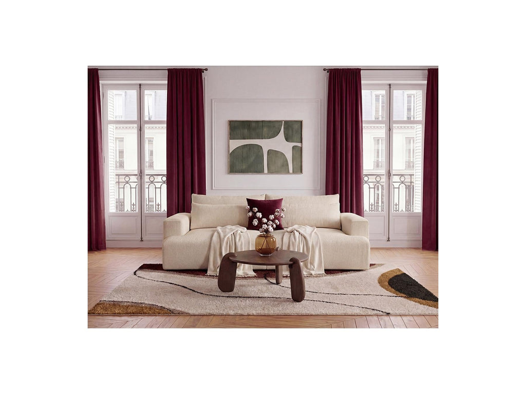 Twiny - Canapé Droit Fixe 3 Places Assise Profonde - Tissu Lisse