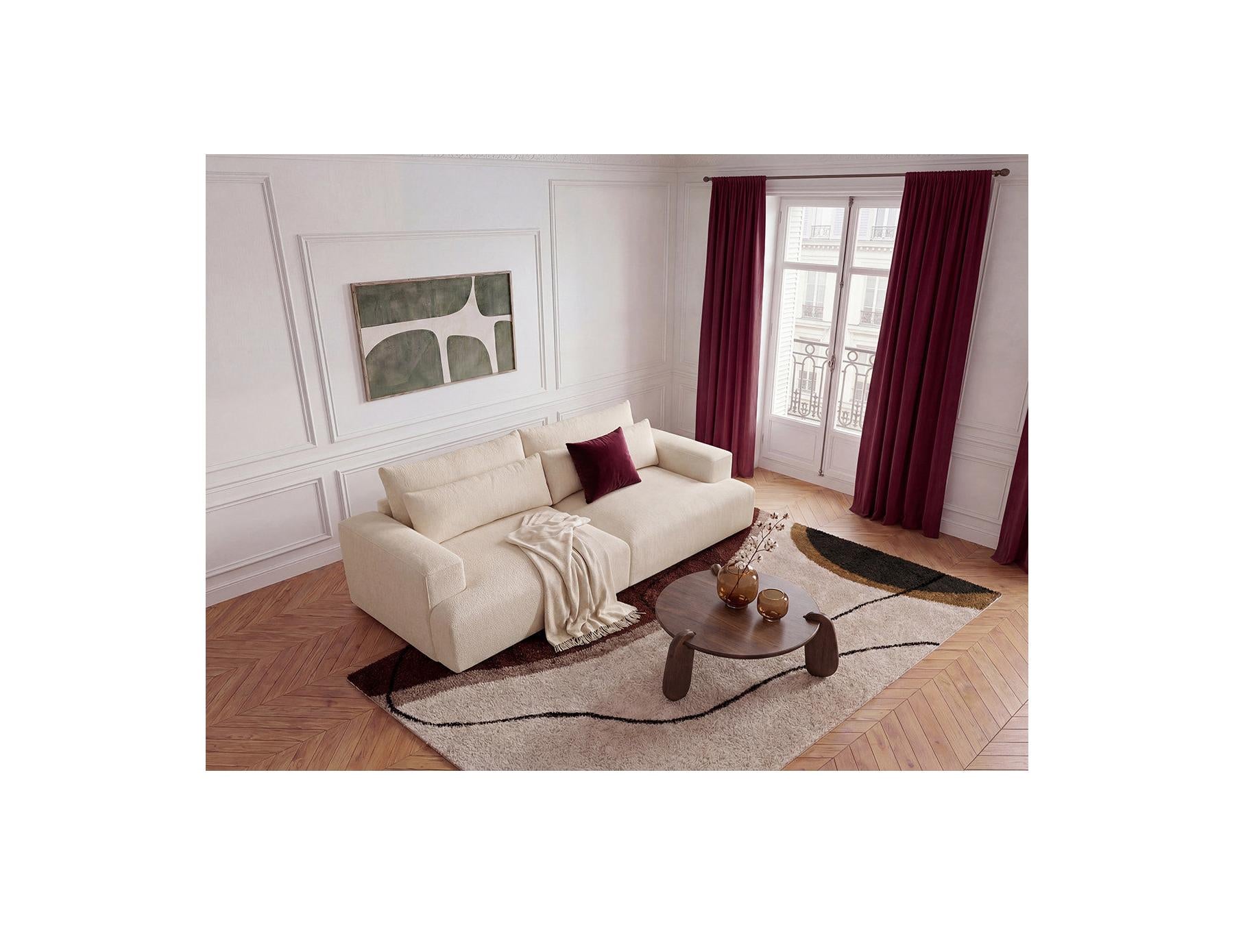 Twiny - Canapé Droit Fixe 3 Places Assise Profonde - Tissu Lisse