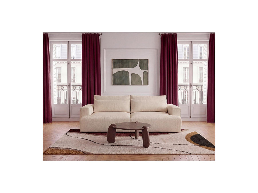 Twiny - Canapé Droit Fixe 3 Places Assise Profonde - Tissu Lisse