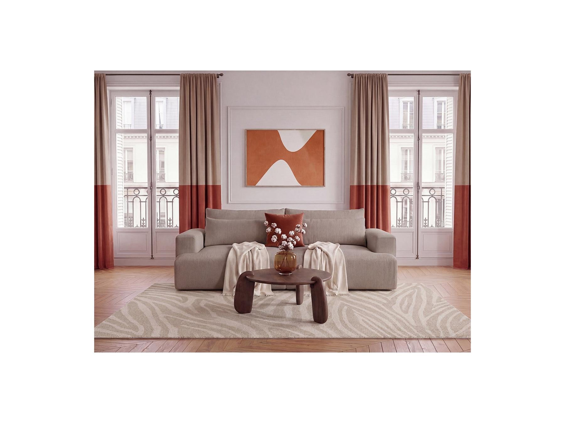 Twiny - Canapé Droit Fixe 3 Places Assise Profonde - Tissu Lisse