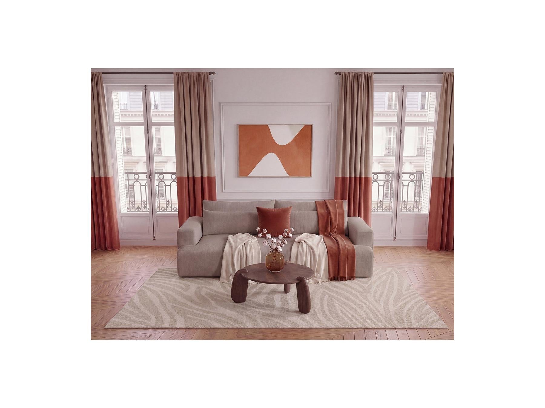 Twiny - Canapé Droit Fixe 3 Places Assise Profonde - Tissu Lisse