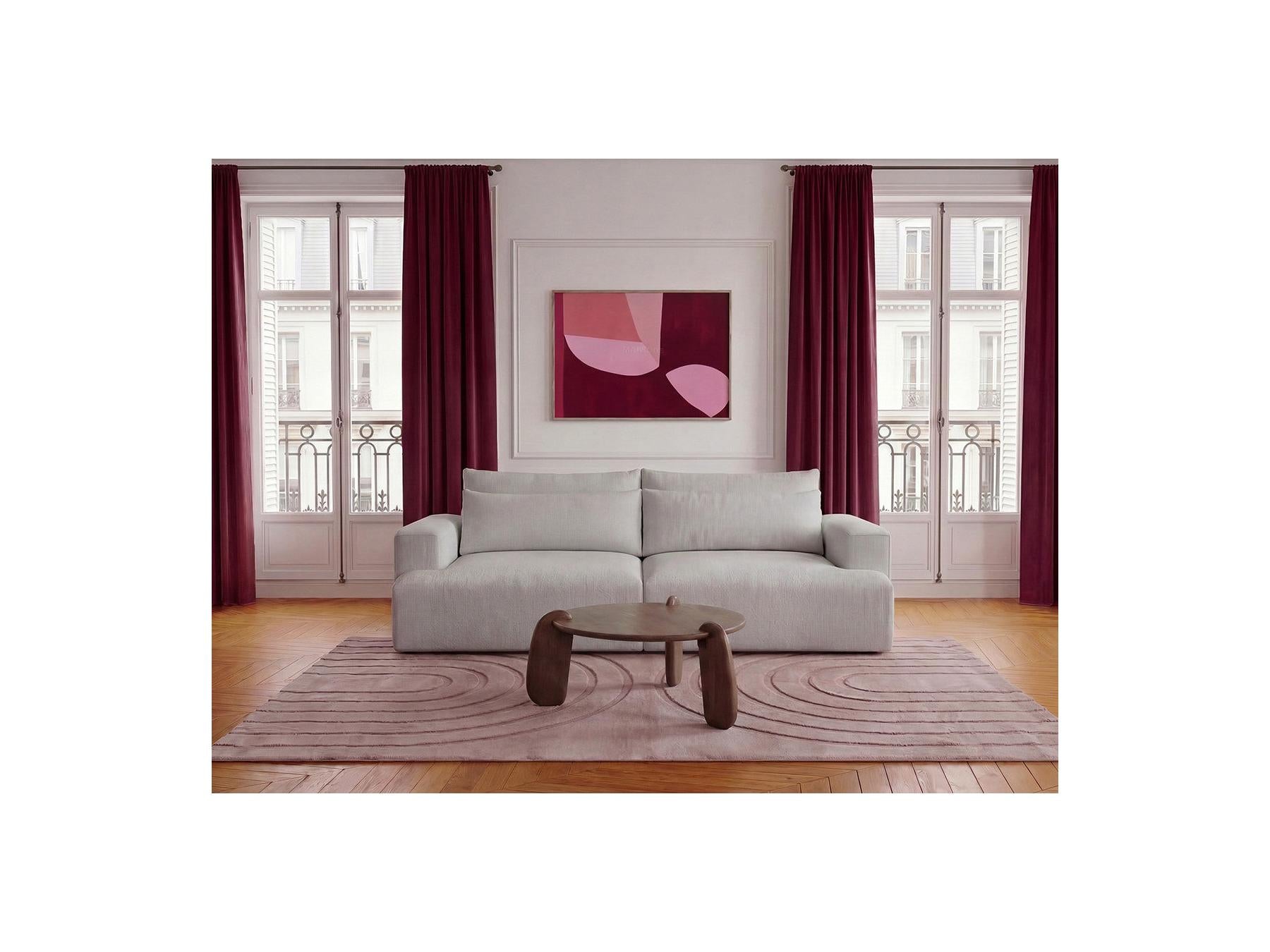 Twiny - Canapé Droit Fixe 3 Places Assise Profonde - Tissu Lisse