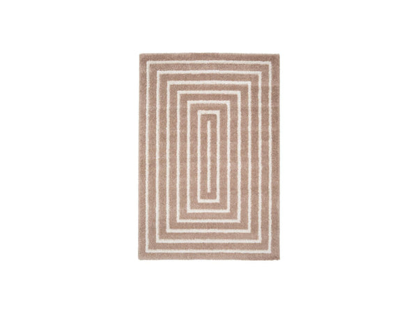 Lyzzo - Tapis Poils Longs - Motif Graphique - Beige