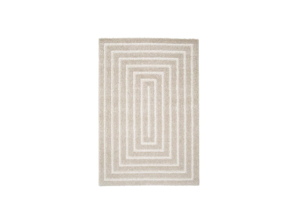 Lyzzo - Tapis Poils Longs - Motif Graphique - Crème