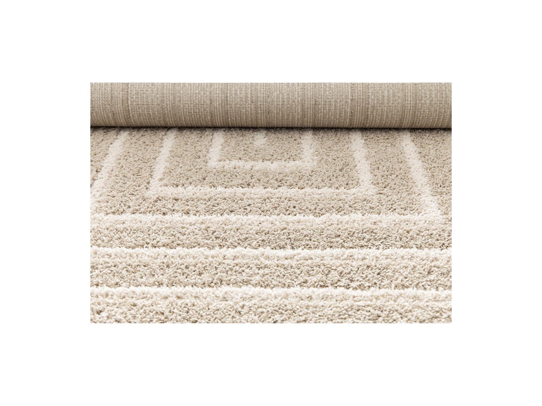 Lyzzo - Tapis Poils Longs - Motif Graphique - Crème