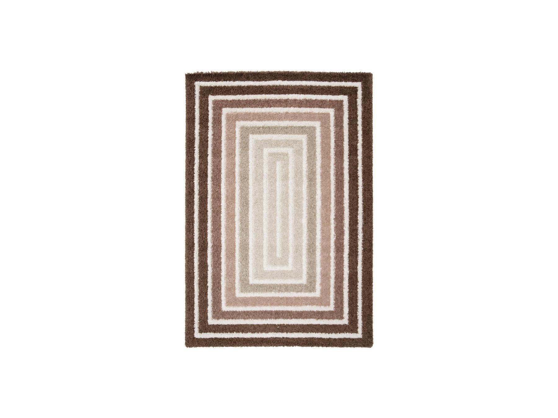 Lyzzo - Tapis Poils Longs - Motif Graphique - Marron