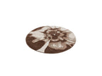 Mocca - Tapis Rond Poils Longs - Motif Abstrait
