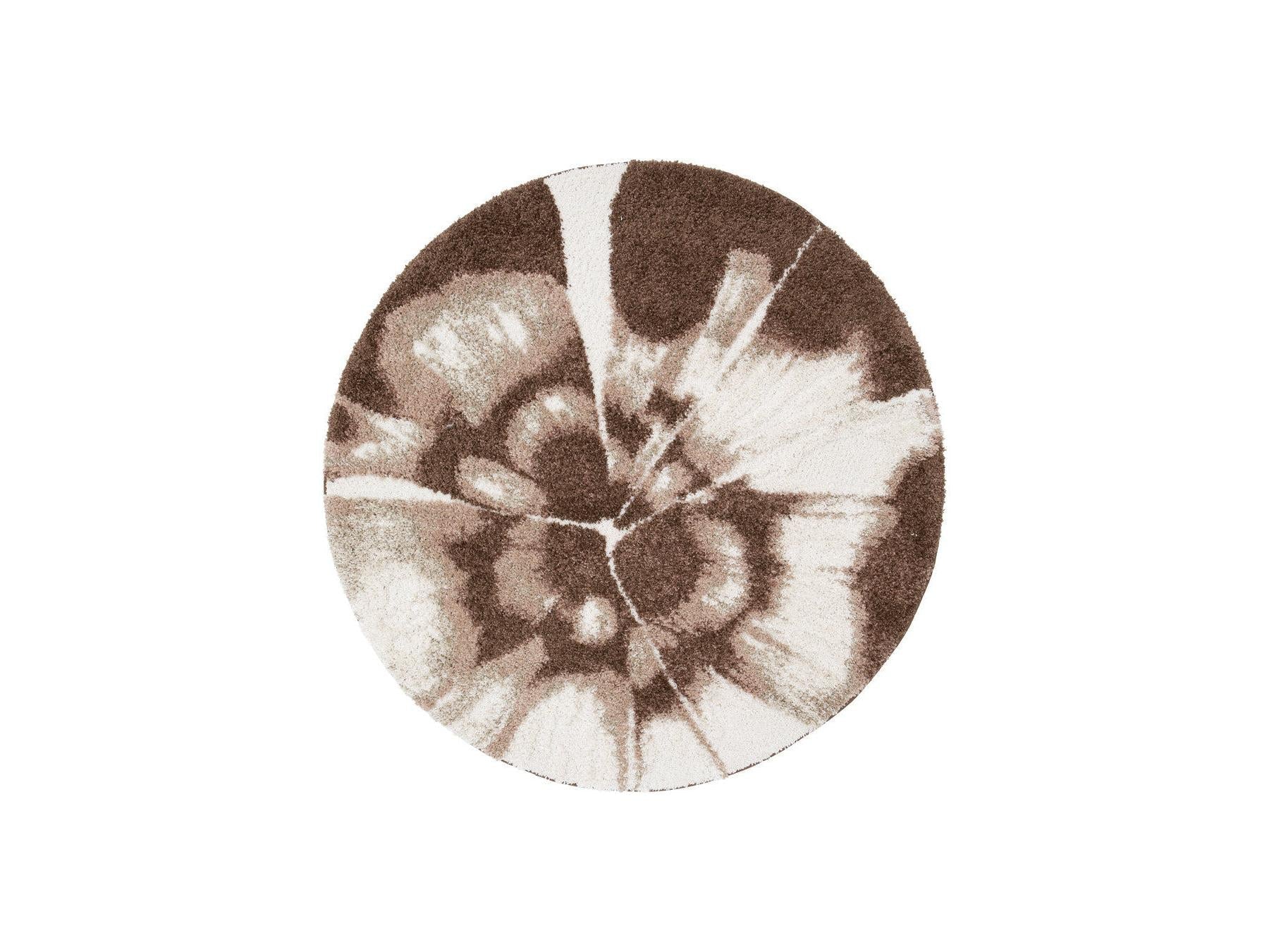 Mocca - Tapis Rond Poils Longs - Motif Abstrait