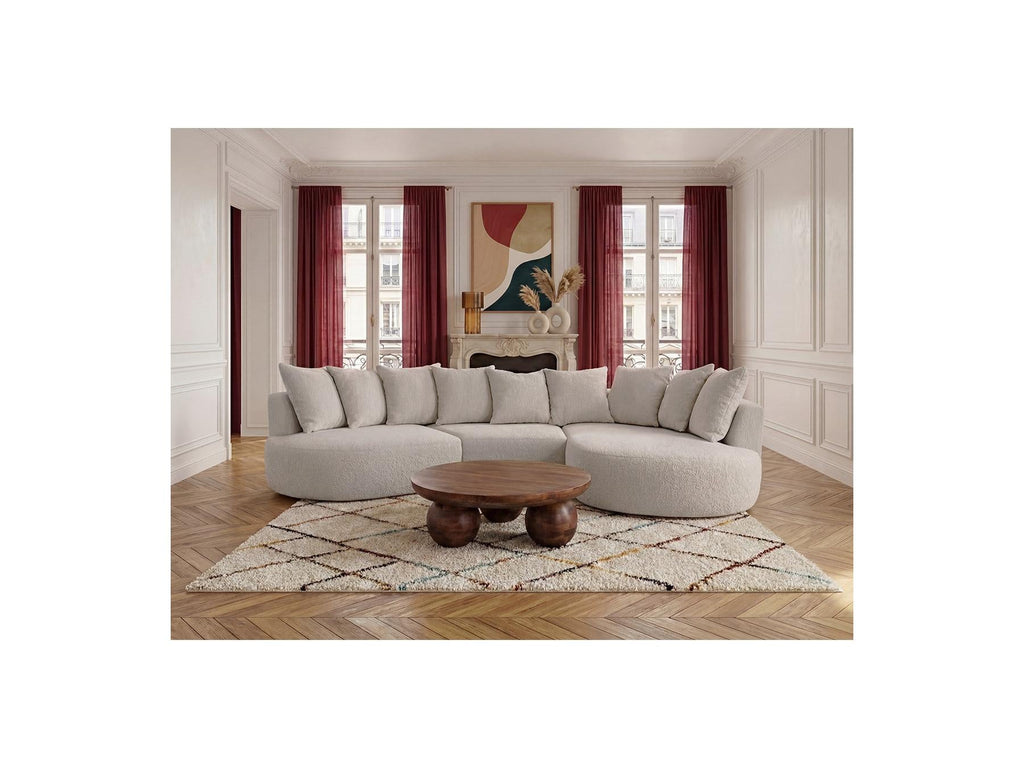 Calypso - Canapé D'Angle Fixe - Tissu Bouclette - Angle Droit