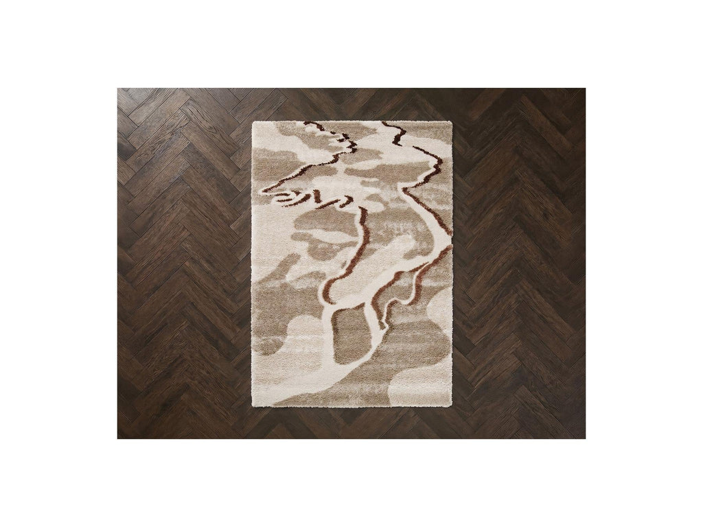 Elvia - Tapis Poils Longs - Motif Abstrait - Beige