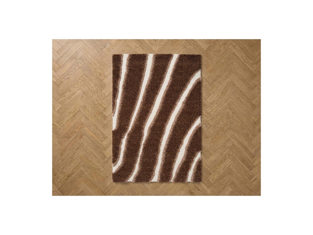 Tirasu - Tapis Poils Longs - Motif Abstrait - Marron