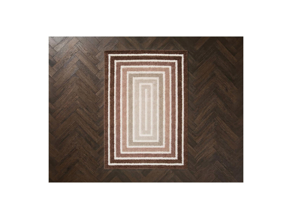 Lyzzo - Tapis Poils Longs - Motif Graphique - Marron