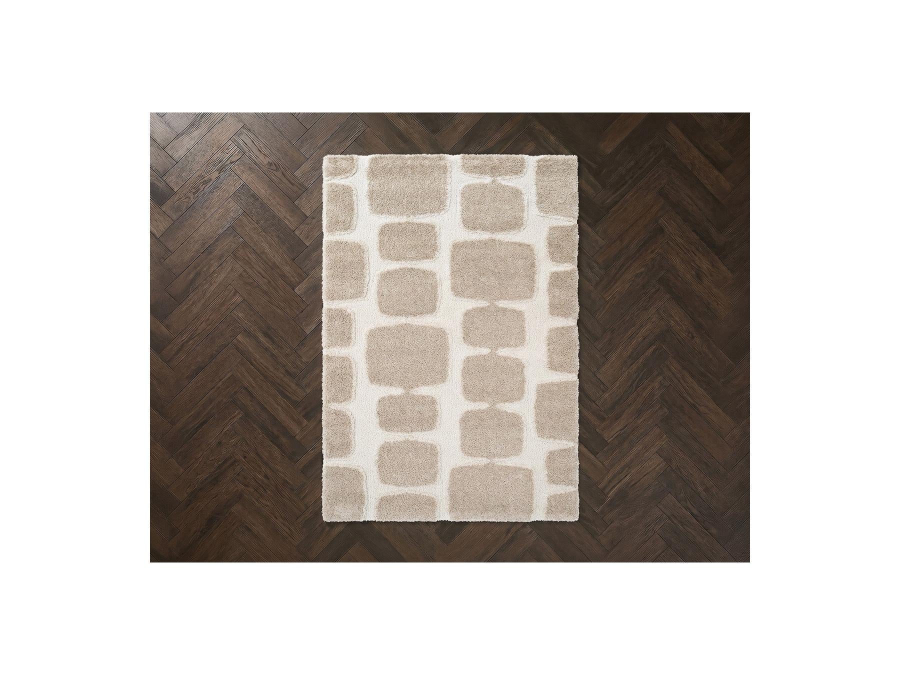 Chino - Tapis Poils Longs - Motif Abstrait - Beige