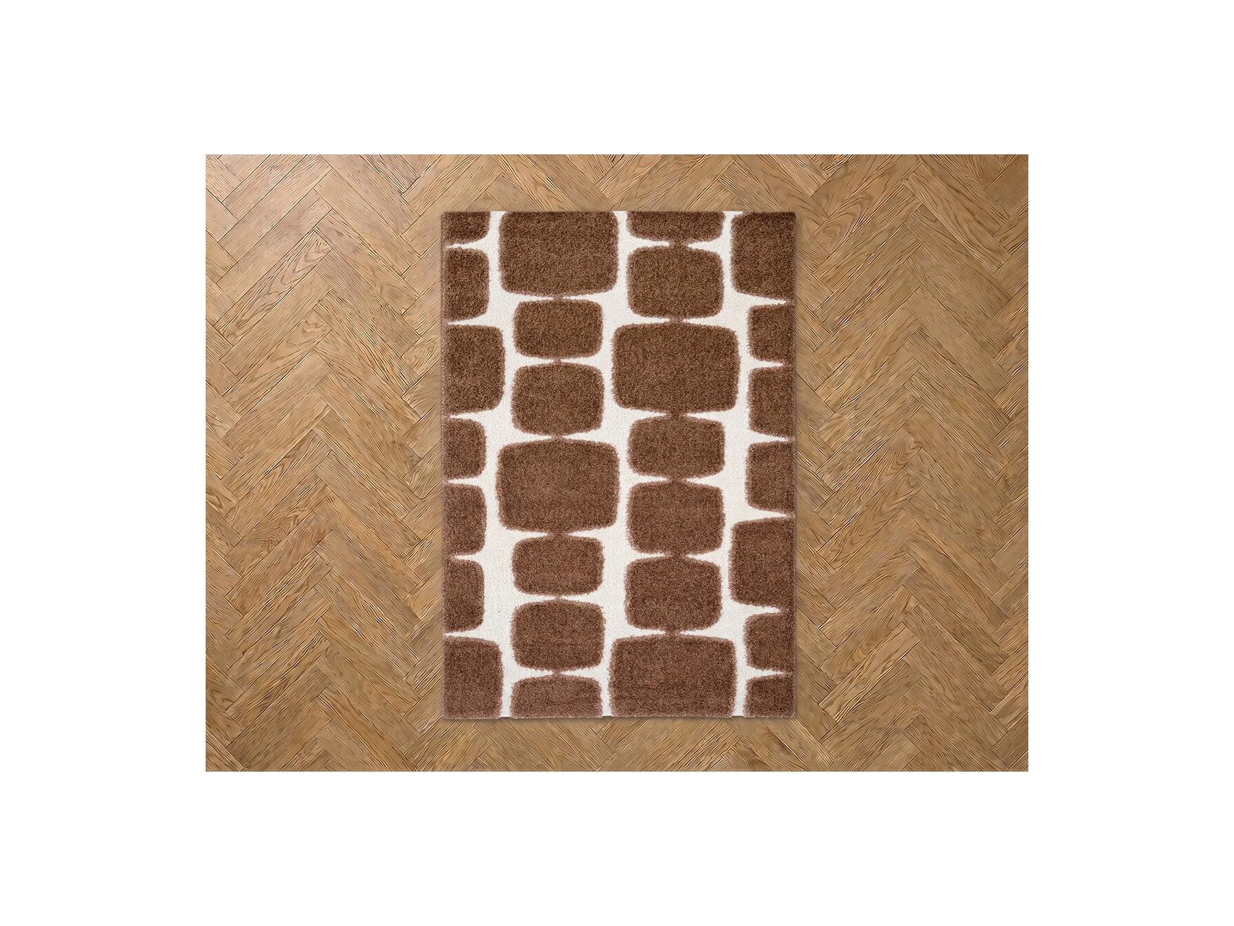Chino - Tapis Poils Longs - Motif Abstrait - Marron