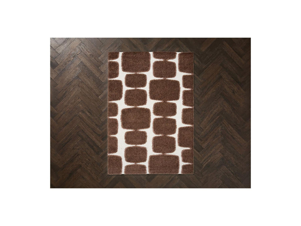 Chino - Tapis Poils Longs - Motif Abstrait - Marron