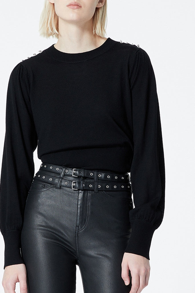 The Kooples - Pull 100% Mérinos Noir - Femme