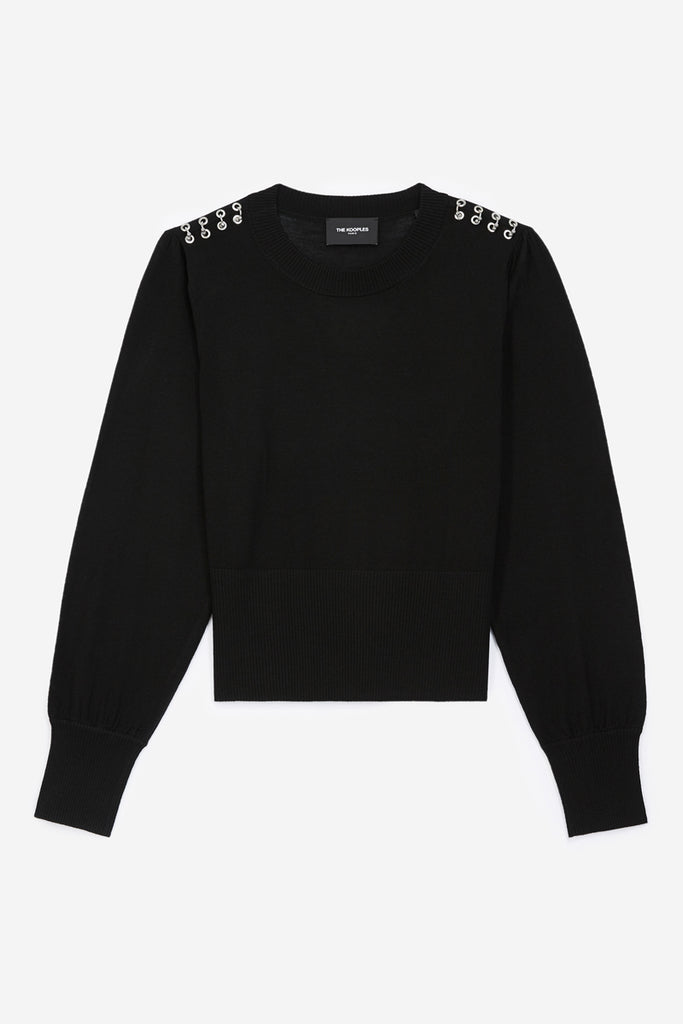 The Kooples - Pull 100% Mérinos Noir - Femme