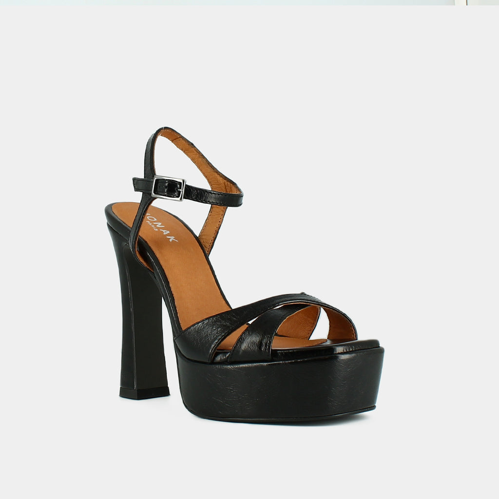 Jonak - Sandales Britany Cuir Vieilli - Noir