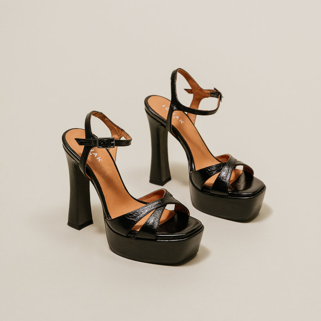 Jonak - Sandales Britany Cuir Vieilli - Noir