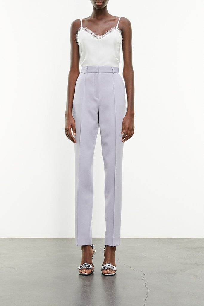 The Kooples - Pantalon Droit 100% Laine Mauve - Femme