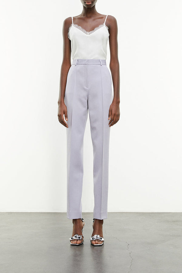 The Kooples - Pantalon Droit 100% Laine Mauve - Femme