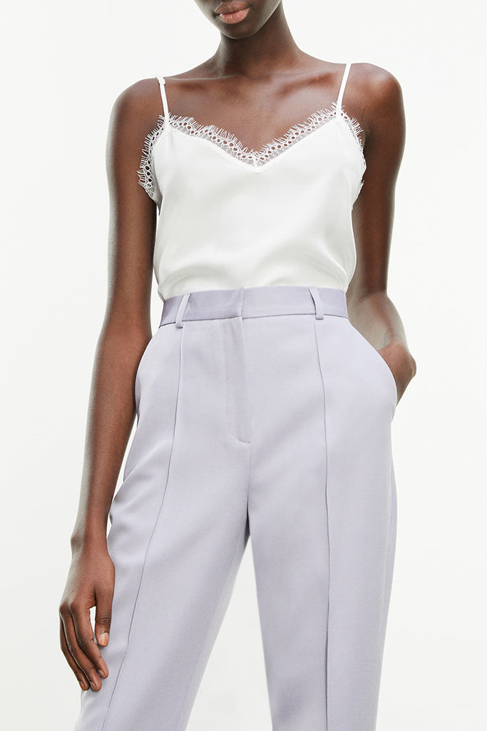 The Kooples - Pantalon Droit 100% Laine Mauve - Femme