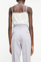 The Kooples - Pantalon Droit 100% Laine Mauve - Femme