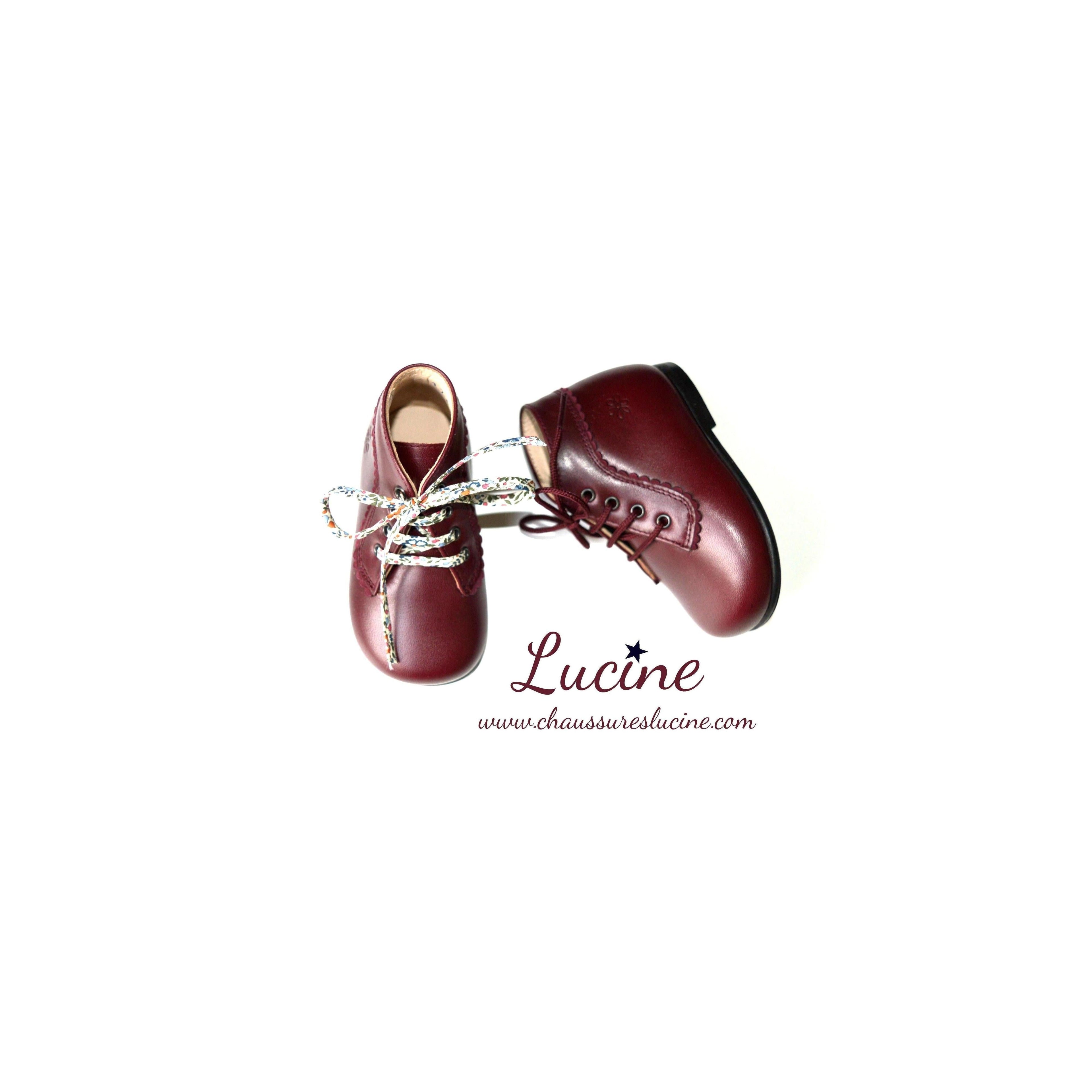 Chaussures Bottillons Aimée - Cuir Bordeaux - Fille
