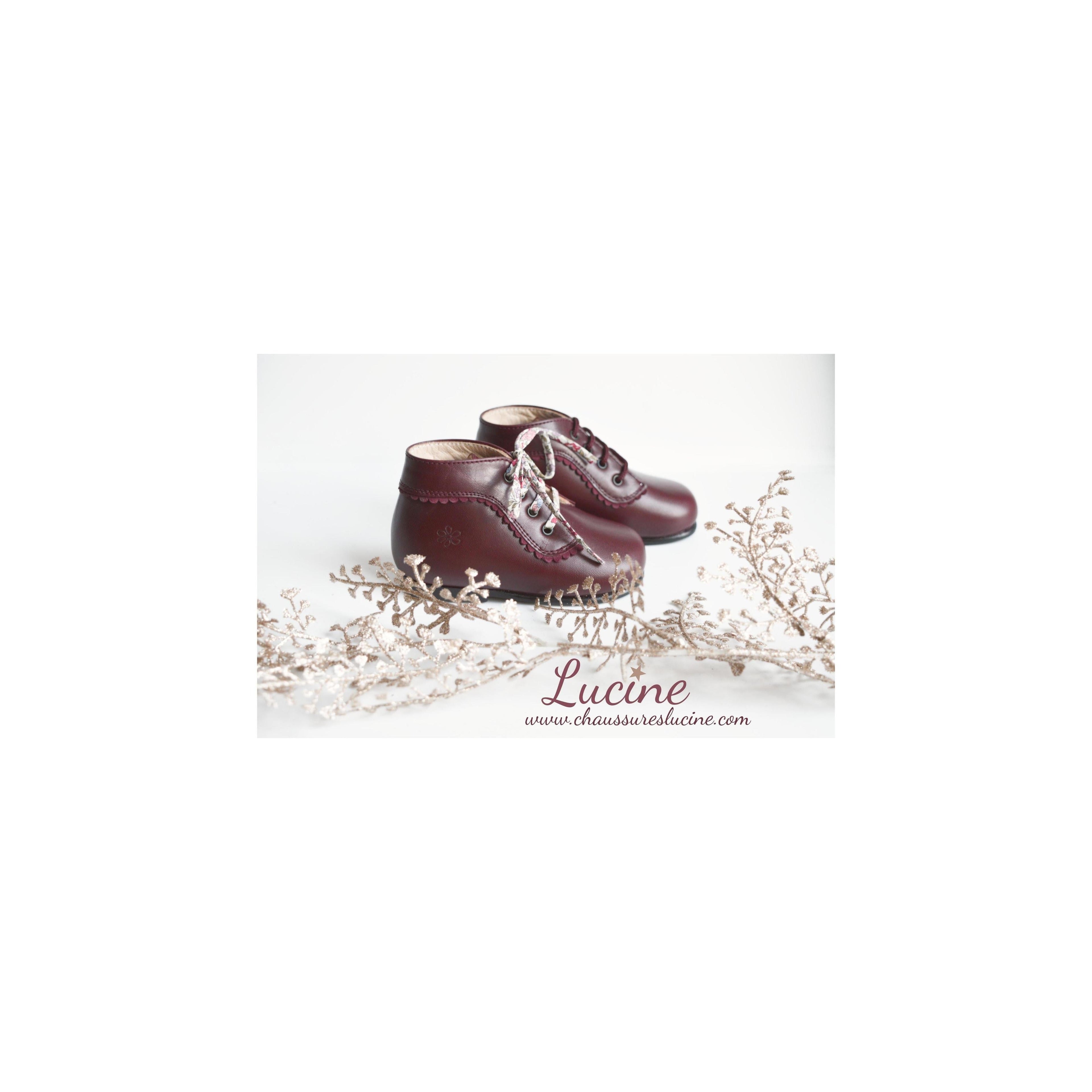 Chaussures Bottillons Aimée - Cuir Bordeaux - Fille