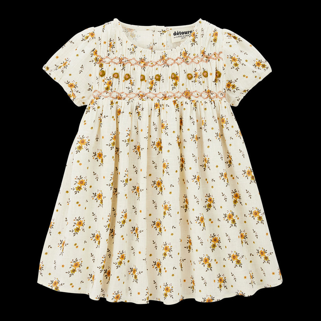Robe Orchidee Ivoire/Moutarde