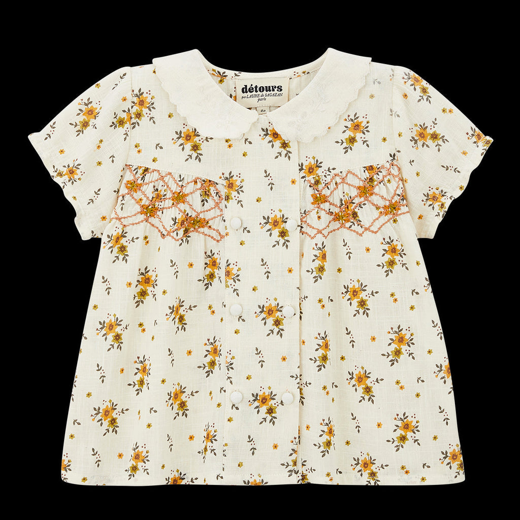 Chemise Bleuet Ivoire/Moutarde