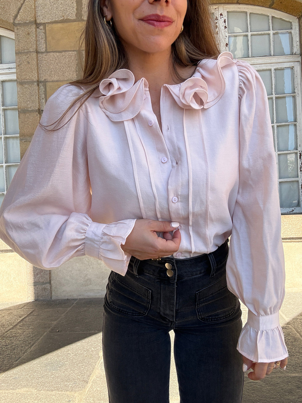 Blouse Brune Doux Rose