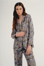 Le Blazer Kirstie En Velours Tapis Fleurs Bleues