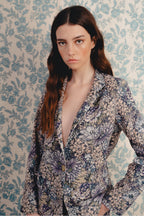 Le Blazer Kirstie En Velours Tapis Fleurs Bleues