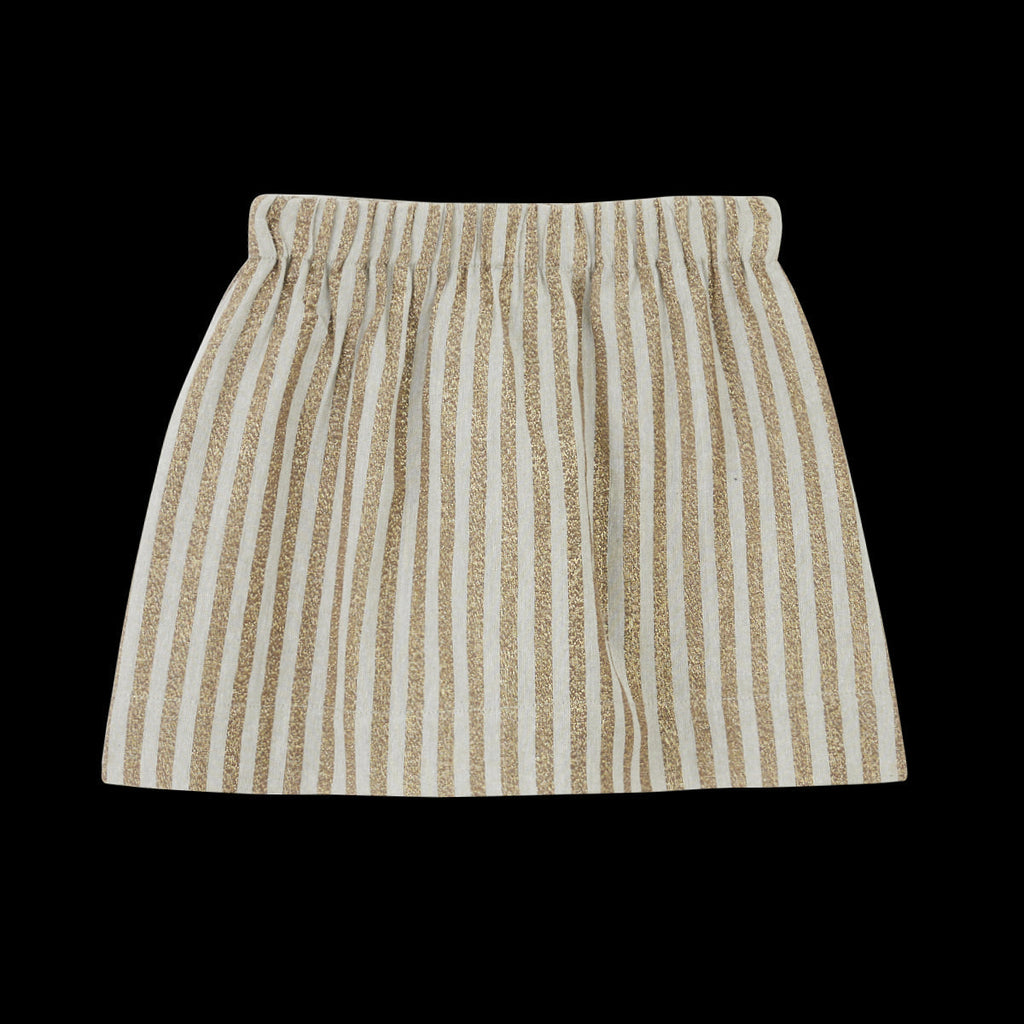 Jupe Carline Rayures Vert De Gris Et Lurex Doré