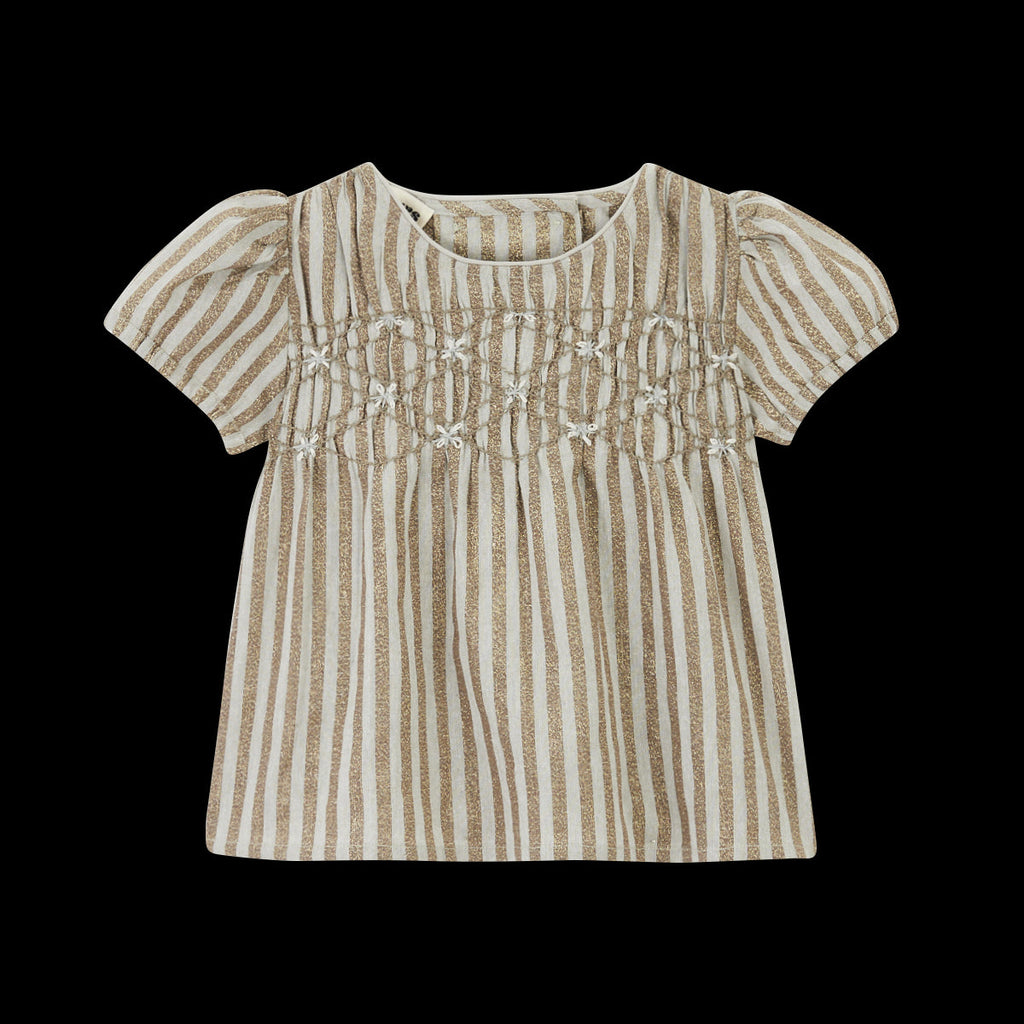 Top Plantain Rayures Vert De Gris Et Lurex Doré