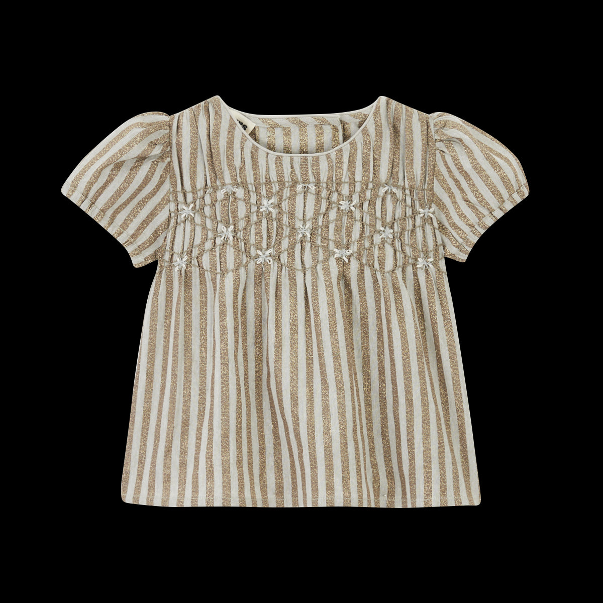Top Plantain Rayures Vert De Gris Et Lurex Doré
