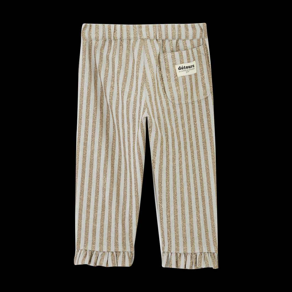 Pantalon Saule Rayures Vert De Gris Et Lurex Doré