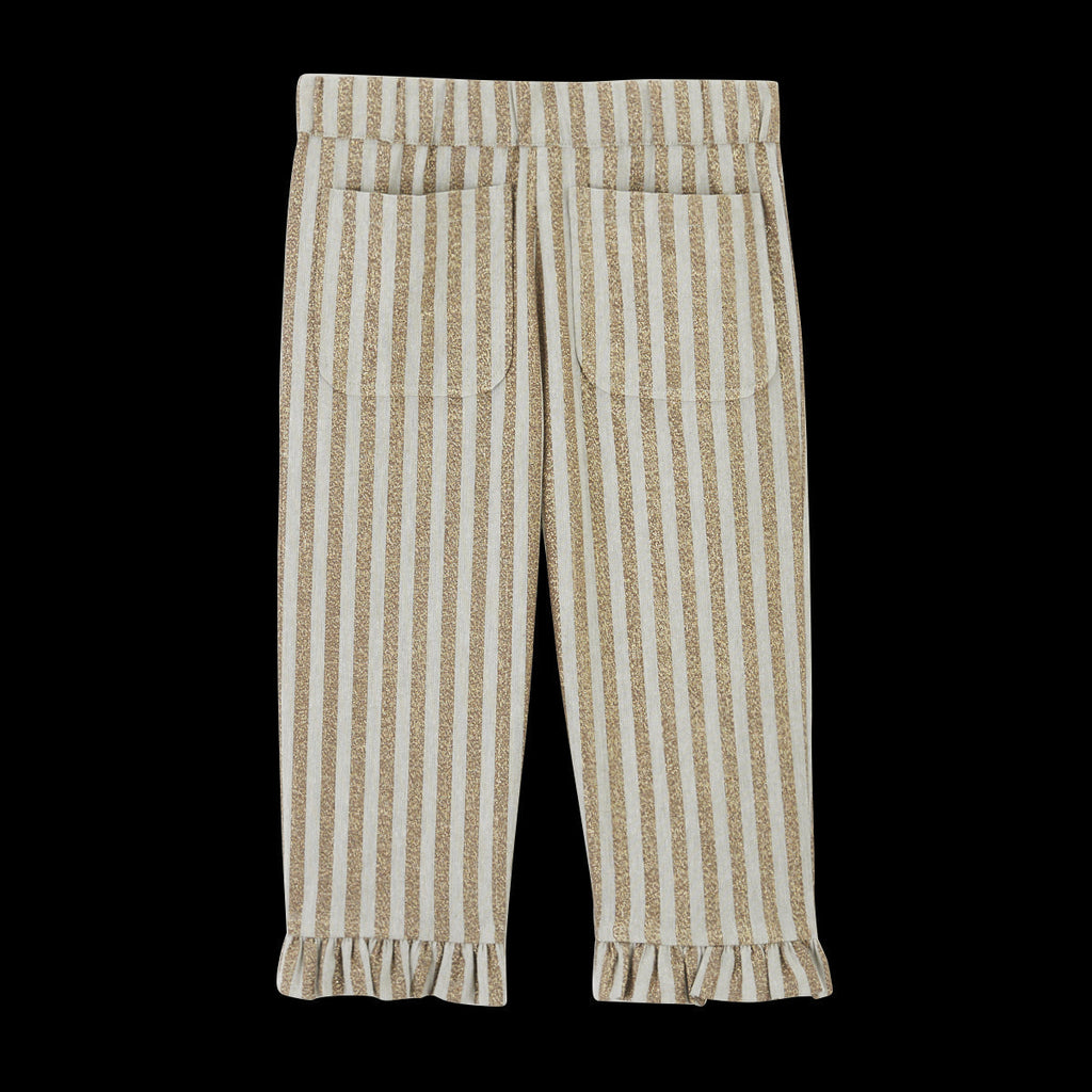 Pantalon Saule Rayures Vert De Gris Et Lurex Doré