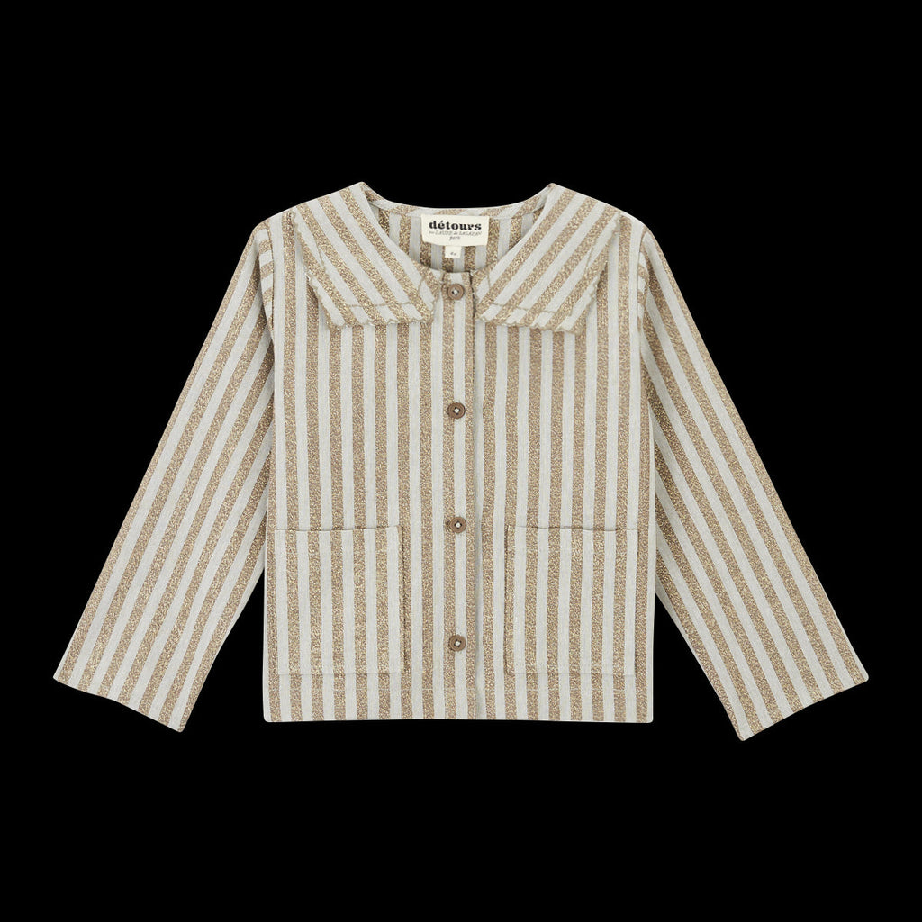 Chemise Compagnon Rayures Vert De Gris Et Lurex Doré