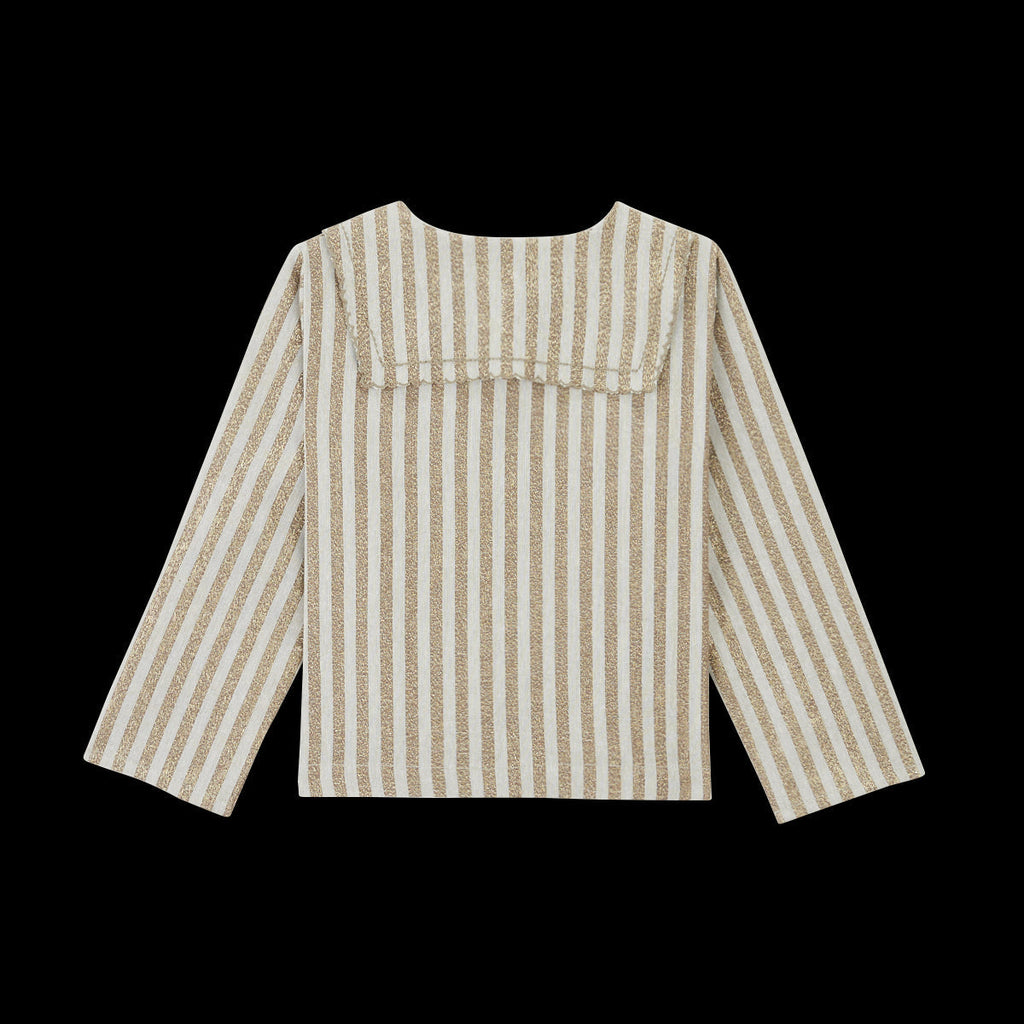 Chemise Compagnon Rayures Vert De Gris Et Lurex Doré
